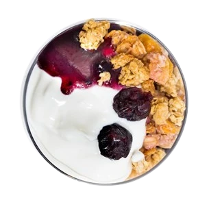 Yaourt avec confiture de myrtilles